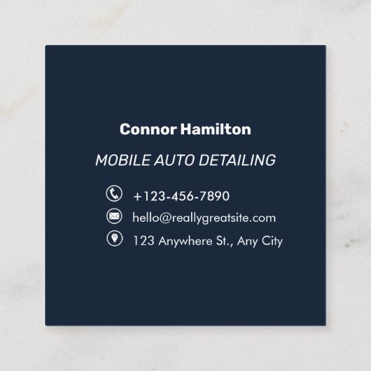 Donkerblauw Modern Visitekaartje (Achterkant)