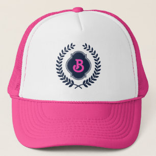Donkerblauw Monogram Badge Trucker Pet