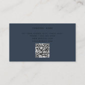 Donkerblauw Monogram Moderne Minimalistische QR-co Visitekaartje (Achterkant)