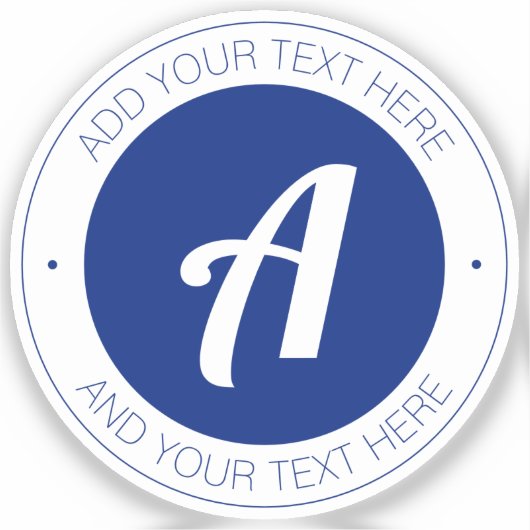 Donkerblauw Monogram of voeg Logo toe | Transparan Sticker (Voorkant)