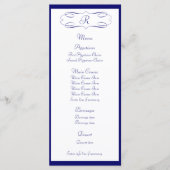 Donkerblauw Monogram Trouwmenu Menu (Voorkant)