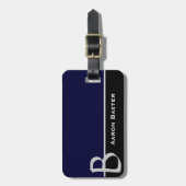 Donkerblauw Monogrammed Custom Bagagelabel (Voorkant verticaal)