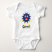 Donkerblauw monster-Baby Romper (Voorkant)