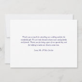 Donkerblauw Mooie Formele Script Wedding Bedankkaart (Achterkant)