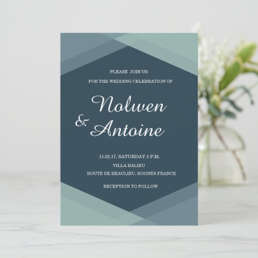 Donkerblauw Muntgroene Geometrische Elegante Moder Kaart (Staand voorkant)