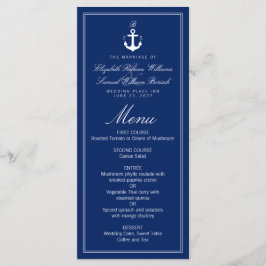 Donkerblauw Nautical Monogram Anchor Wedding Menu