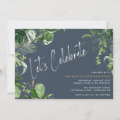 Donkerblauw Navy Chic Tropisch Thema Volwassen Ver Kaart (Voorkant)