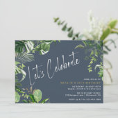 Donkerblauw Navy Chic Tropisch Thema Volwassen Ver Kaart (Staand voorkant)