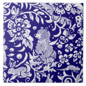 Donkerblauw Navy Woodland MURAL Beer Rechtsboven Tegeltje (Voorkant)
