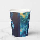 Donkerblauw Neon Axolotl Verjaardagsfeest Papieren Bekers (Rechts)