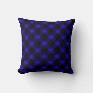 Donkerblauw Neon Check Sierkussen - Modern