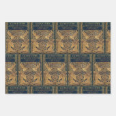 Donkerblauw nieuw oud boek inpakpapier vel (Voorkant 3)