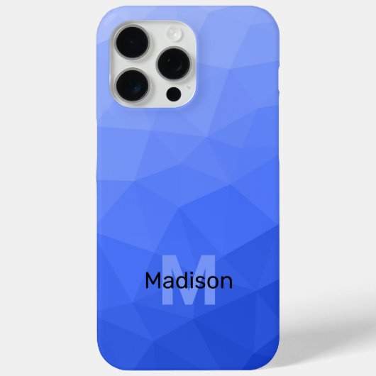 Donkerblauw ombre geometrisch mesh patroon Monogra Case-Mate iPhone Case (Achterkant)