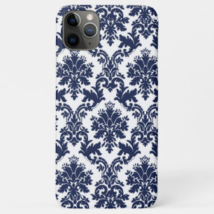 Donkerblauw op wit  damaspatroon Case-Mate iPhone case