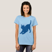 Donkerblauw opgeruimde kat Silhouette T-shirt (Voorkant volledig)
