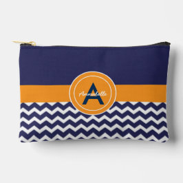 Donkerblauw Oranje Chevron Etui