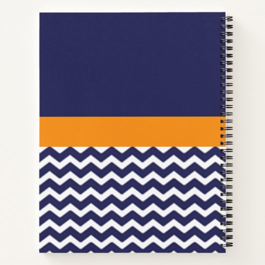 Donkerblauw Oranje Chevron Notitieboek (Achterkant)