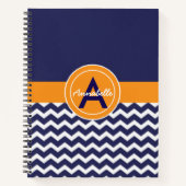 Donkerblauw Oranje Chevron Notitieboek (Voorkant)