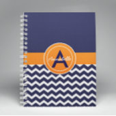 Donkerblauw Oranje Chevron Notitieboek