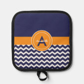 Donkerblauw Oranje Chevron Pannenlap (Voorkant)