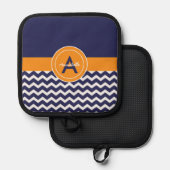 Donkerblauw Oranje Chevron Pannenlap (Voorkant / Achterkant)