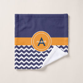 Donkerblauw Oranje Chevron Washandje