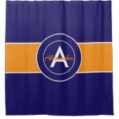 Donkerblauw Oranje Douchegordijn (Voorkant)