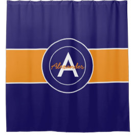 Donkerblauw Oranje Douchegordijn