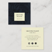 Donkerblauw ornamentaal Victoriaans Vierkante Visitekaartje (Voorkant / Achterkant)