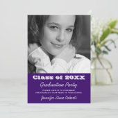 Donkerblauw Paars Afstuderen nodigt zoon of dochte Kaart (Staand voorkant)