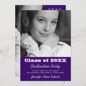 Donkerblauw Paars Afstuderen nodigt zoon of dochte Kaart (Voorkant / Achterkant)