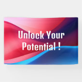 Donkerblauw paarse abstract Ontgrendel Uw Potentie Spandoek (Horizontaal)