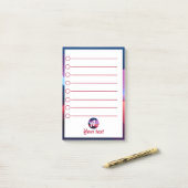 Donkerblauw paarse abstracte initiaal Post-it Note (Op bureau)