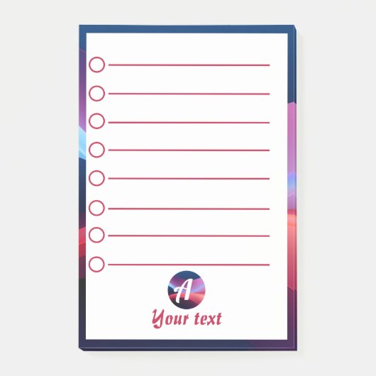 Donkerblauw paarse abstracte initiaal Post-it Note (Voorkant)