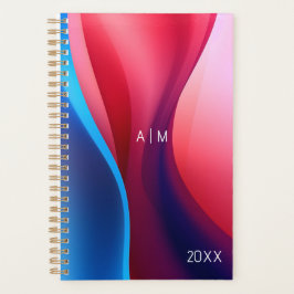 Donkerblauw paarse abstracte school initiaal planner