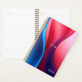 Donkerblauw paarse abstracte school initiaal planner (Display)