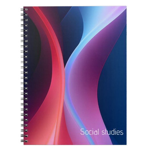 Donkerblauw paarse abstracte schoolvakken notitieboek (Voorkant)