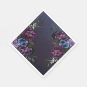 Donkerblauw & Paarse Bloemen Moody Bruidsbrunch Servet (Hoek)