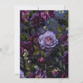 Donkerblauw & Paarse Bloemen Moody Koppels Douche Kaart (Achterkant)