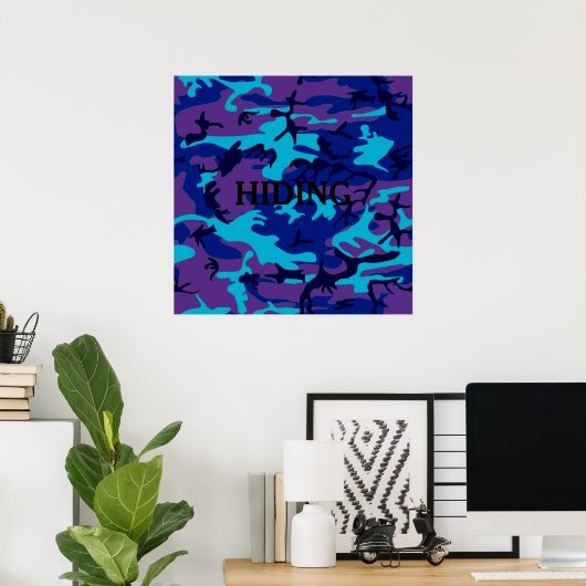Donkerblauw & Paarse Camouflage Custom Verbergen Q Poster (Thuiskantoor)