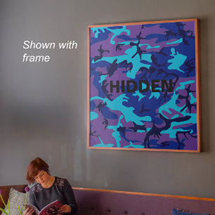 Donkerblauw & Paarse Camouflage Verborgen Citaat Poster