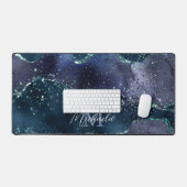Donkerblauw Paarse Glitter Sparkle Stijlvol Monogr Bureaumat (Keyboard & Muis)