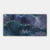 Donkerblauw Paarse Glitter Sparkle Stijlvol Monogr Bureaumat (Voorkant)