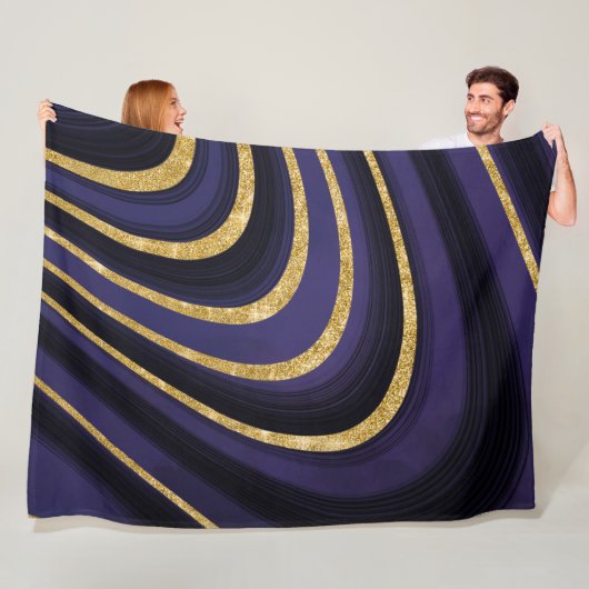 Donkerblauw paarse marmer fleece deken (In situ)