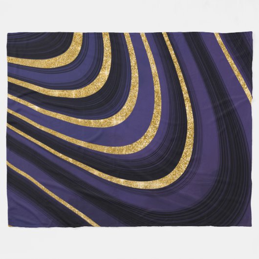 Donkerblauw paarse marmer fleece deken (Voorkant (Horizontaal))