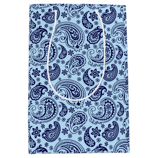 Donkerblauw  Paisley Pattern blauw Medium Cadeauzakje (Voorkant)
