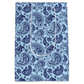 Donkerblauw Paisley Pattern blauw Medium Cadeauzakje (Achterkant)