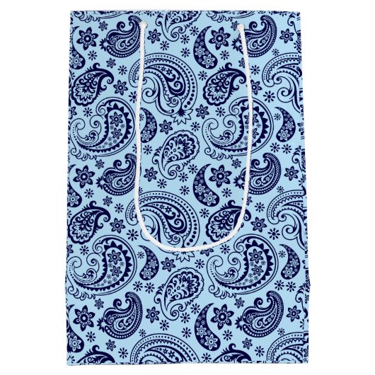 Donkerblauw Paisley Pattern blauw Medium Cadeauzakje (Achterkant)