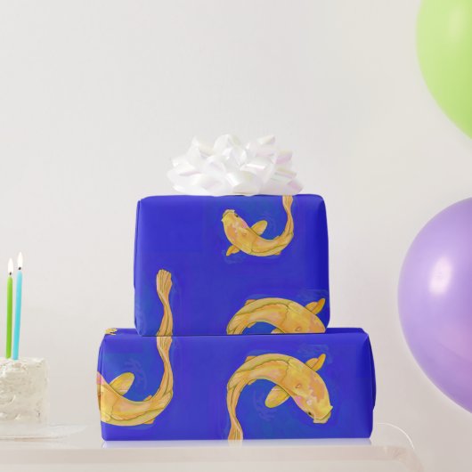 Donkerblauw papier met oranje Koi-vis (Feestgeschenken)