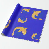 Donkerblauw papier met oranje Koi-vis (Uitgerold)